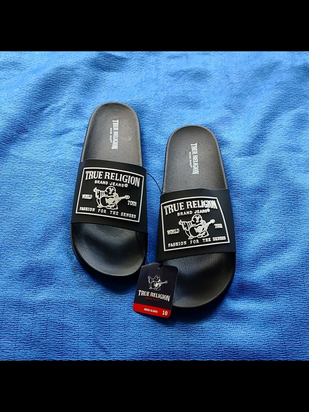 True Religion Black Kendrick Slides Mens Size 10 NEW WITH TAGS